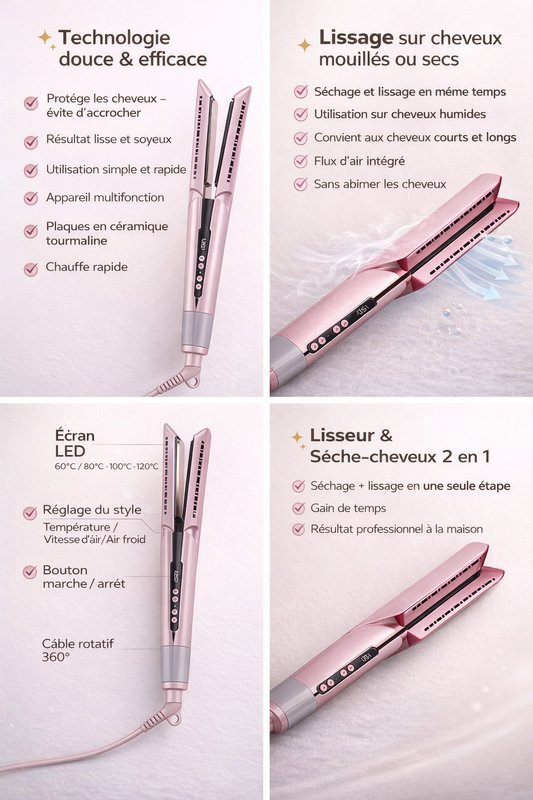 Lisseur de Cheveux Professionnel  – Lissage Rapide et Brillance Éclatante