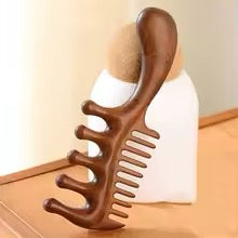Peignes à cheveux en bois de santal naturel, masseur antistatique en bois, peigne démêlant à dents longues et larges