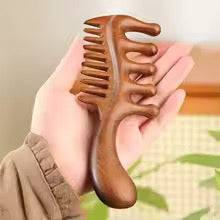 Peignes à cheveux en bois de santal naturel, masseur antistatique en bois, peigne démêlant à dents longues et larges